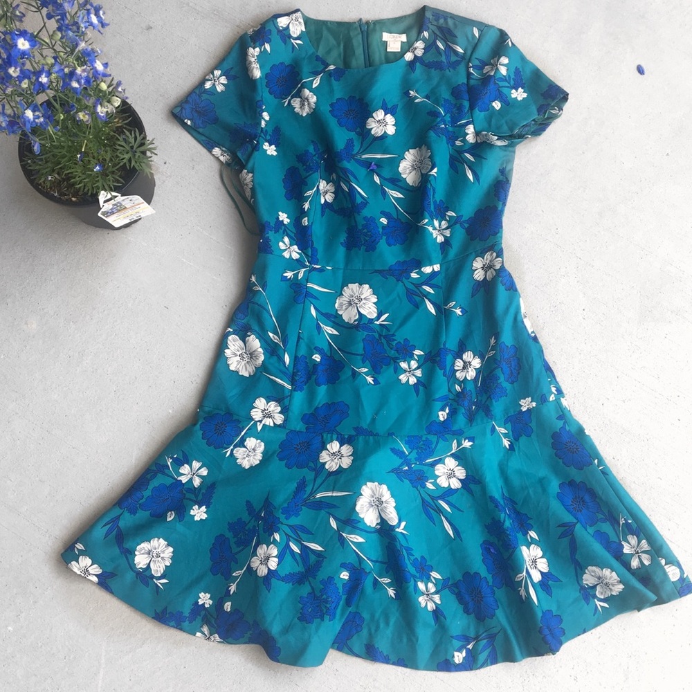 J. Crew Floral Flare Dress E4927 Size 6